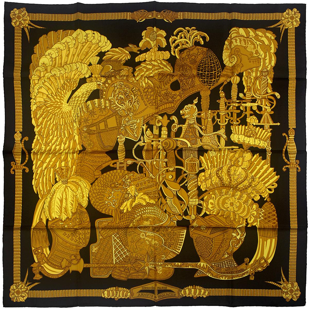 Hermes Scarf "Armets et Panache" by Annie Faivre 90cm Silk | Carre Foulard