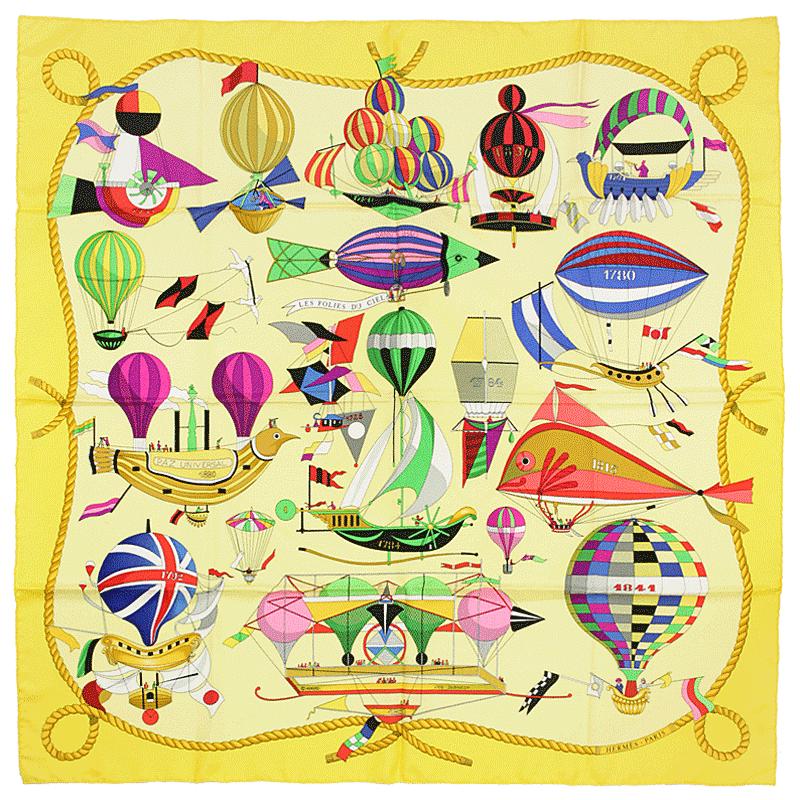 Hermes Scarf "Les Folies du Ciel" by Loic Dubigeon 90cm Silk | Carre Foulard