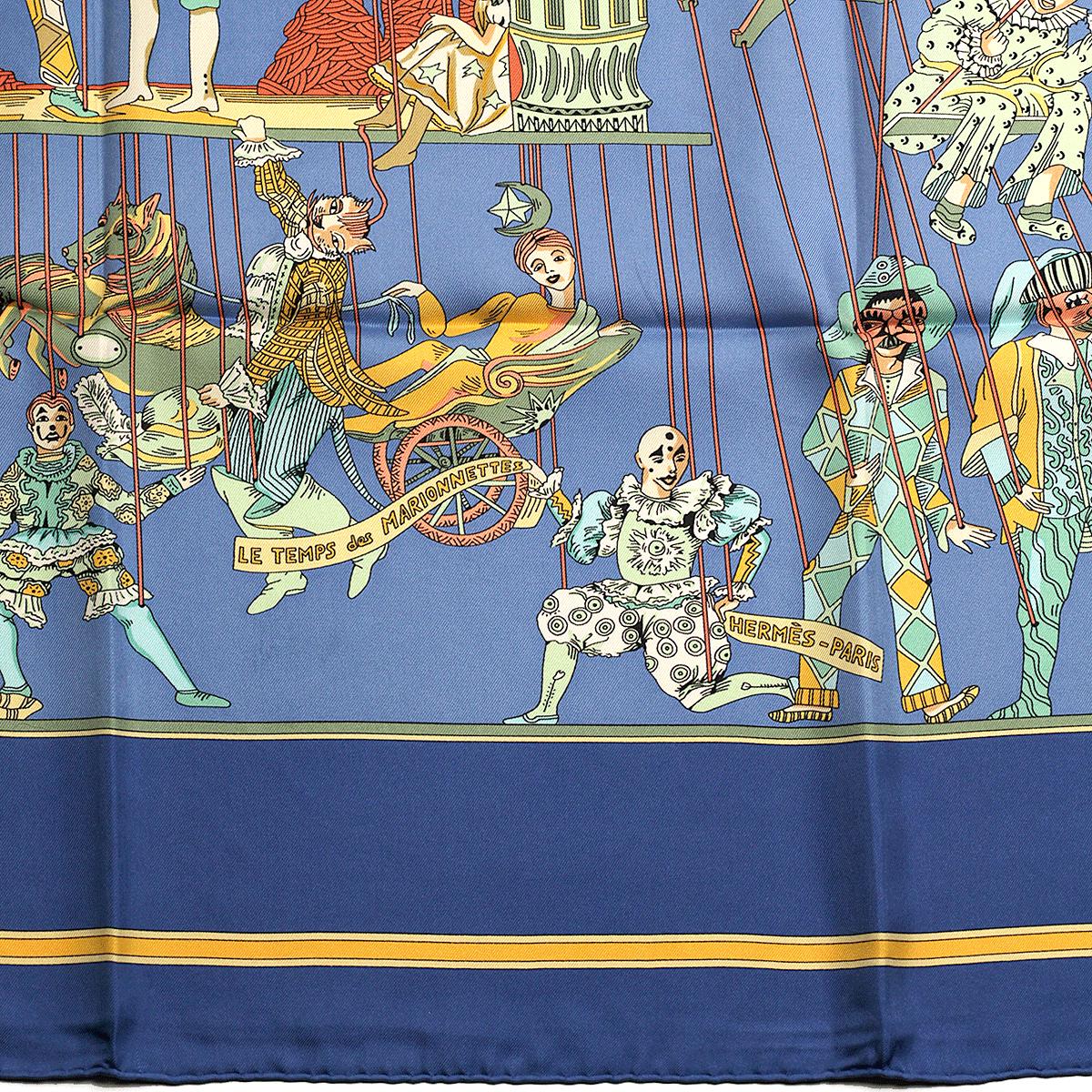 Hermes Scarf "Les Temps des Marionettes" by Annie Faivre 90cm Silk | Carre Foulard
