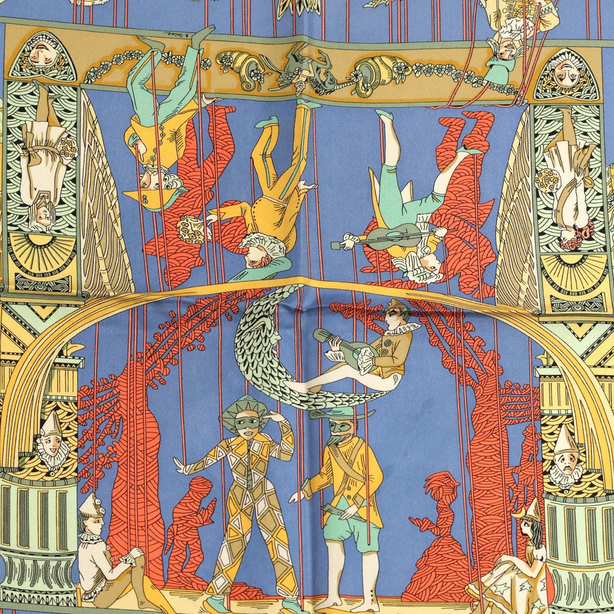 Hermes Scarf "Les Temps des Marionettes" by Annie Faivre 90cm Silk | Carre Foulard