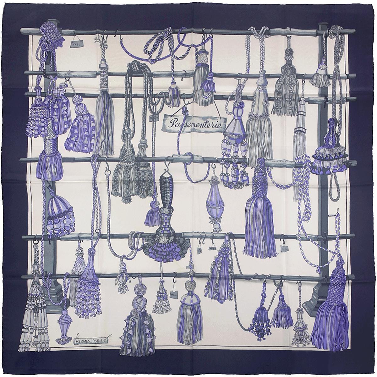 Hermes Scarf "Passementerie Quadri" by Francoise Heron 90cm Silk | Carre Foulard