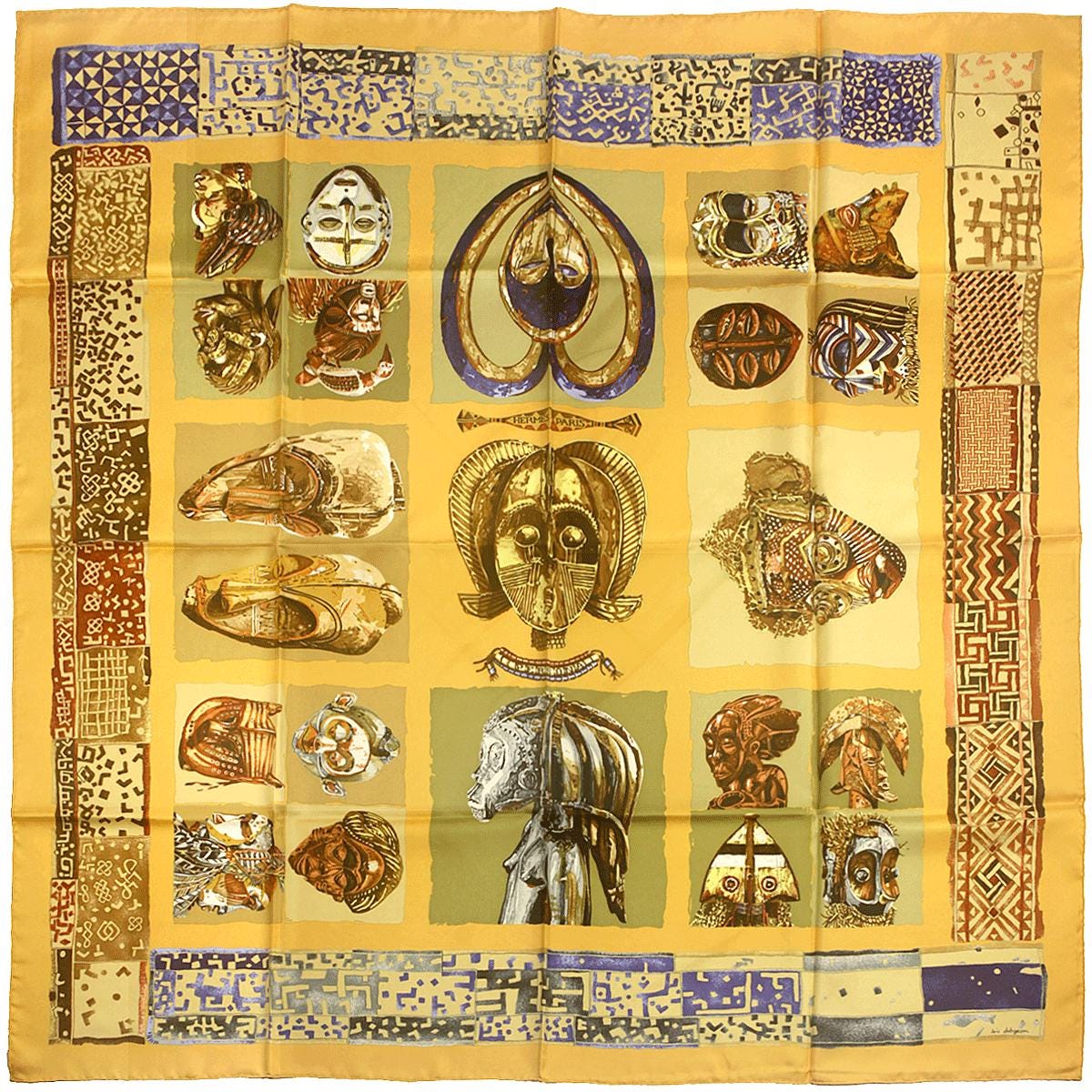 Hermes Scarf "Persona" by Loic Dubigeon 90cm Silk | Carre Foulard
