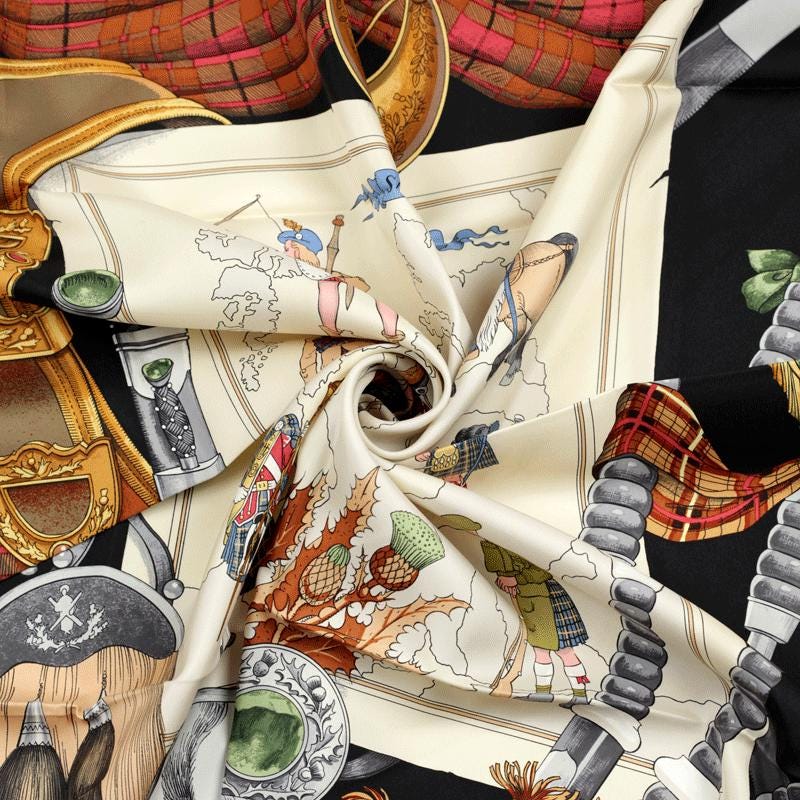 Hermes Scarf "Scotland" by Philippe Ledoux 90cm Silk