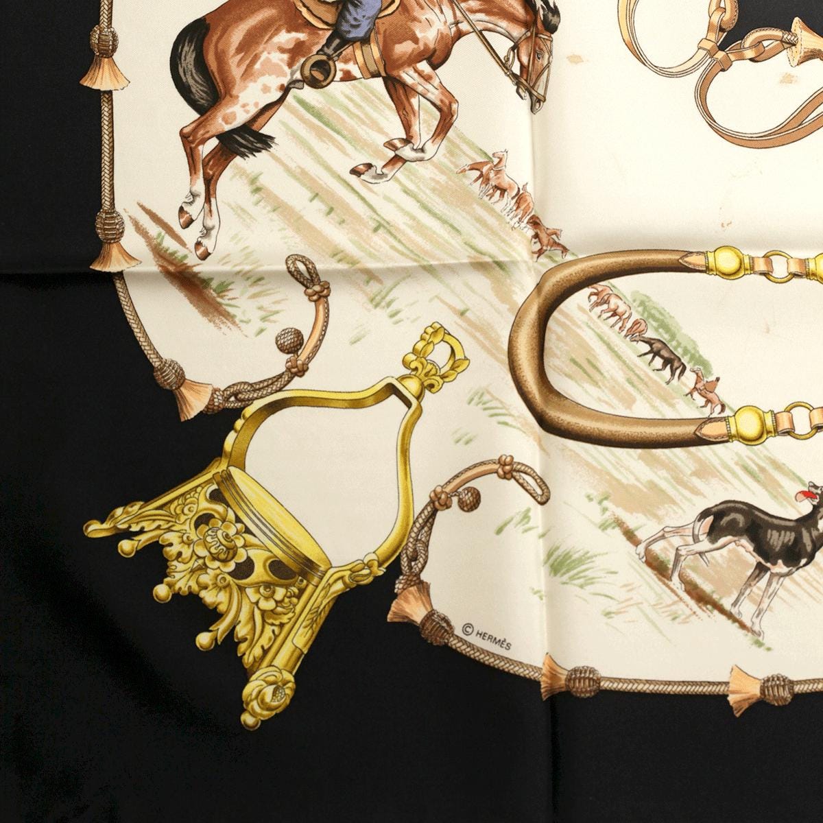 Hermes Scarf "Pampa" by Jean De Fougerolle Vintage 90cm Silk | Carre Foulard