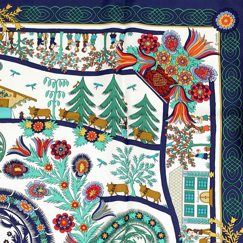 Hermes Scarf "Decoupages" by Anne Rosat 90cm Silk | Carre Foulard