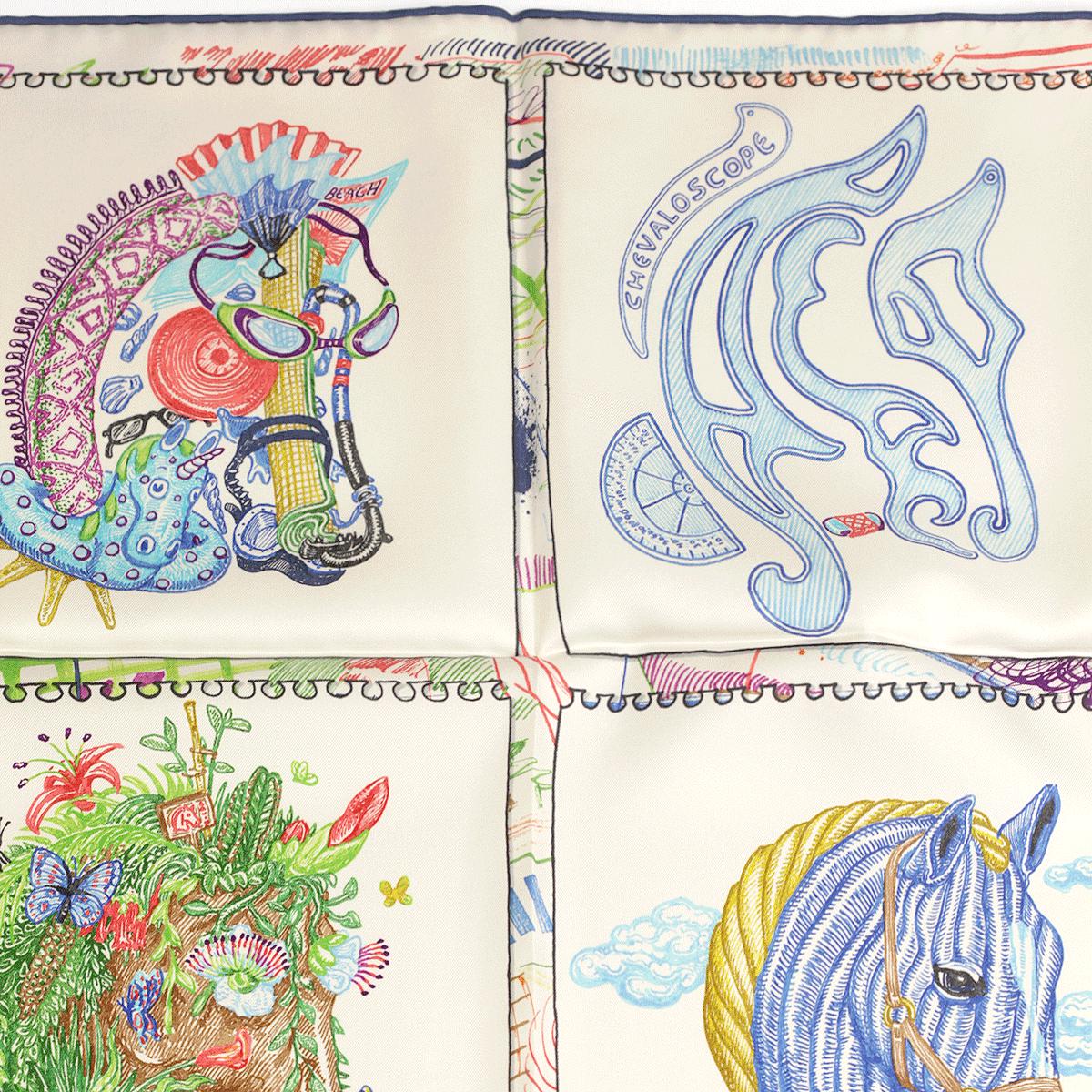 Hermes Scarf "Chevaloscope" by Elias Kafouros 90cm Silk