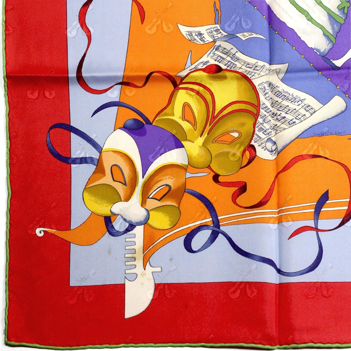 Hermes Scarf Jacquard "Le Carnaval de Venise" by Hubert de Watrigant Vintage 90cm Silk