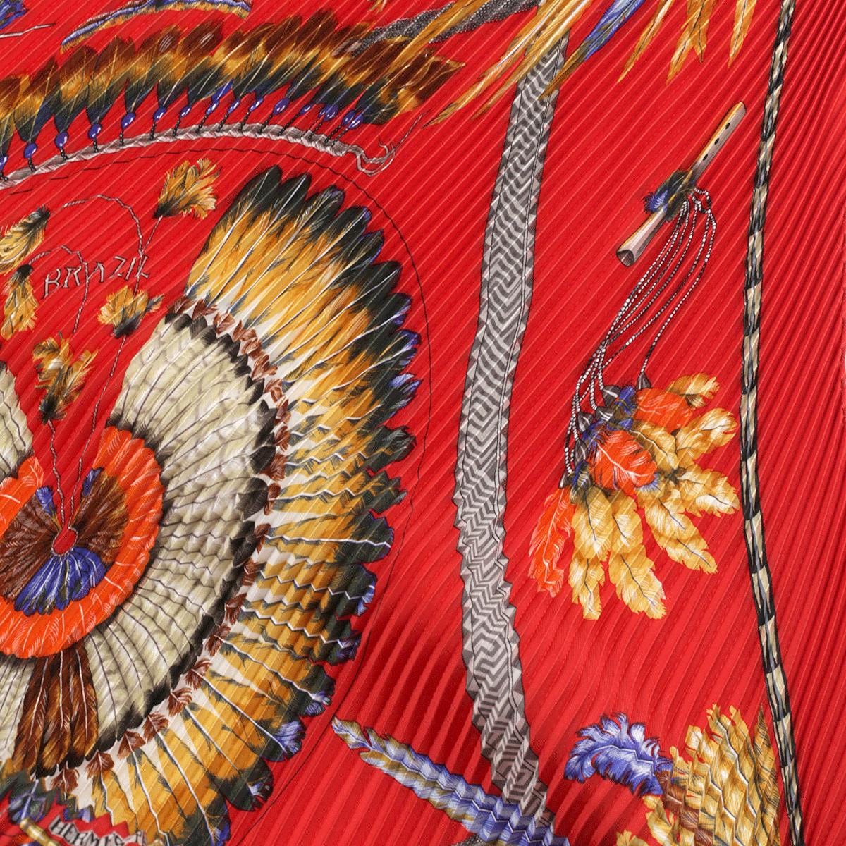 Hermes Scarf "Brazil" by Laurence Bourthoumieux Plisse 90cm Pleated Silk | Carre Foulard