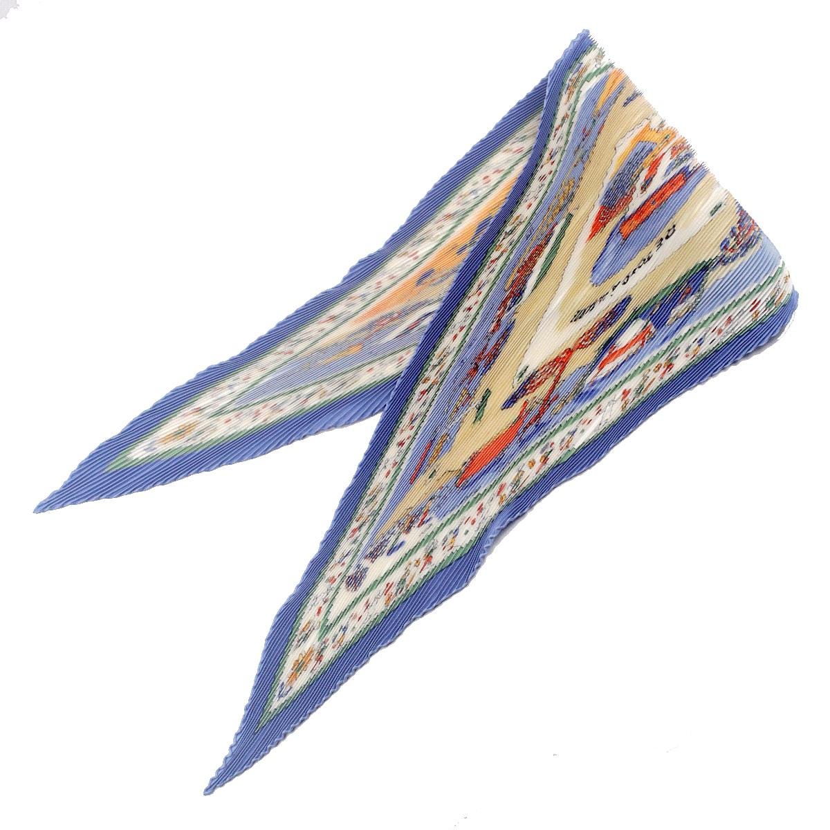Hermes Scarf "Retour de Terre" by Oliver Dumas Plisse 90cm Pleated Silk