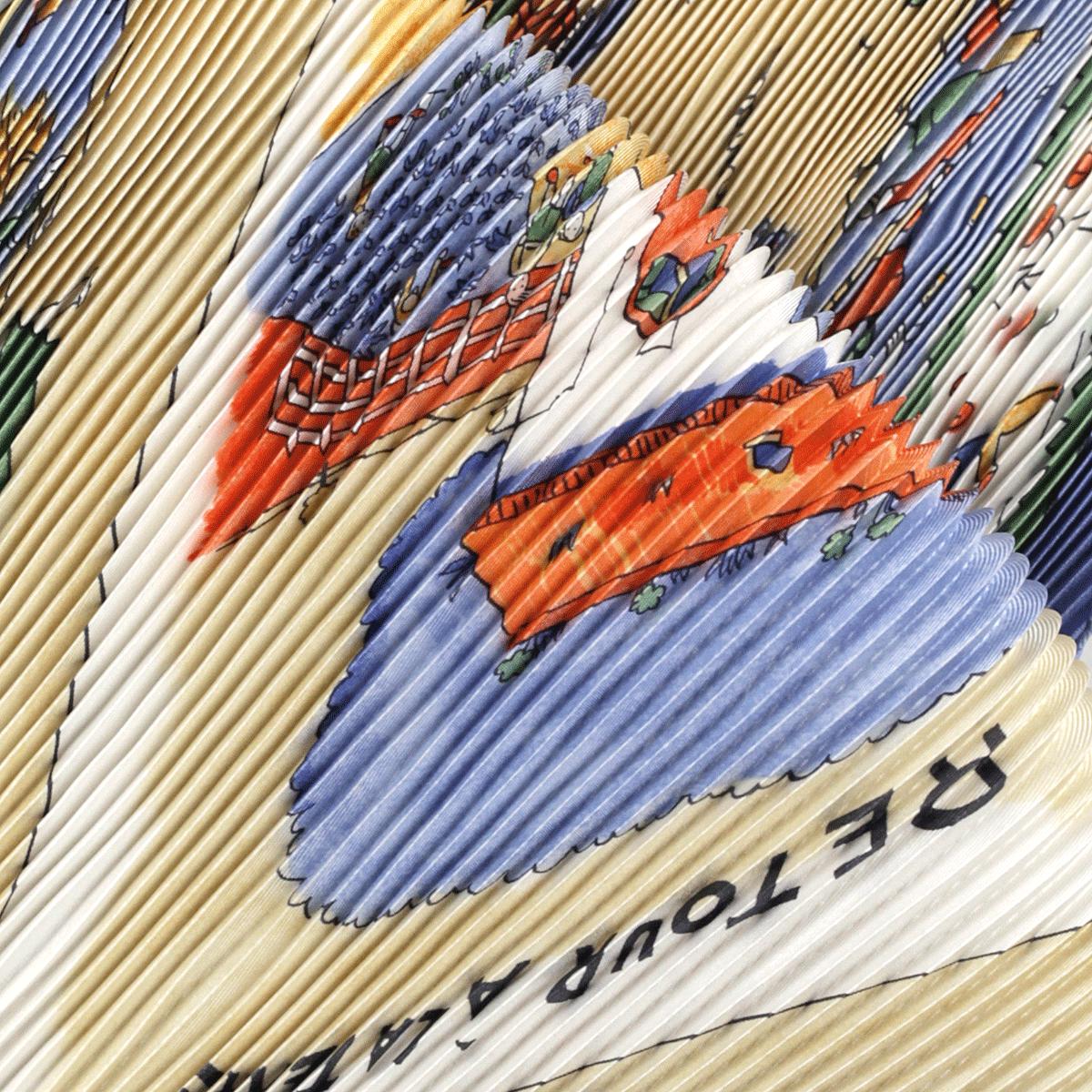 Hermes Scarf "Retour de Terre" by Oliver Dumas Plisse 90cm Pleated Silk