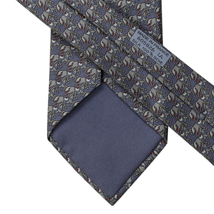 Hermes Men's Silk Tie Horses Pattern 605826 | Necktie Cravate