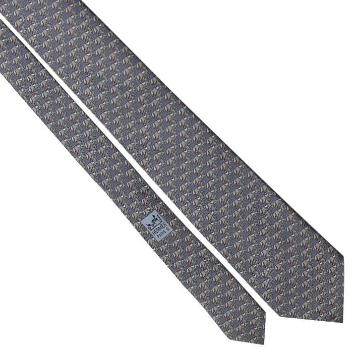 Hermes Men's Silk Tie Horses Pattern 605826 | Necktie Cravate