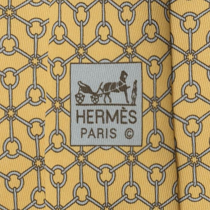 Hermes Men's Silk Tie Equestrian Geometric Pattern 5566 | Necktie Cravate