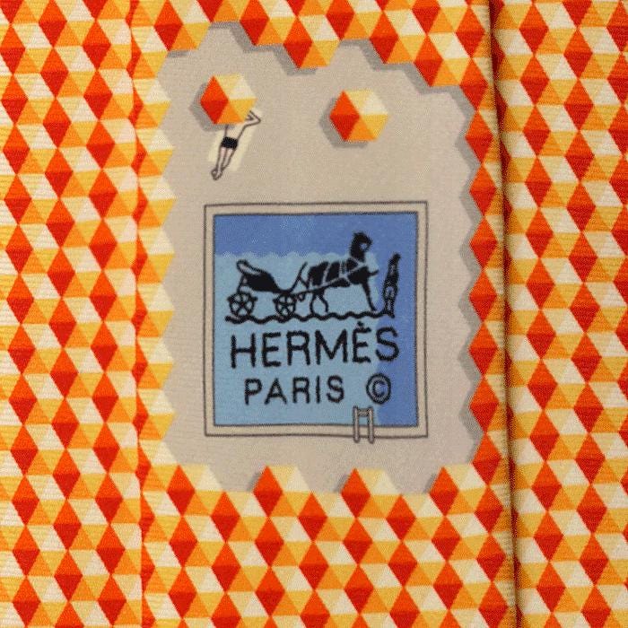 Hermes Men's Silk Tie Geometric Pattern 645947 | Necktie Cravate