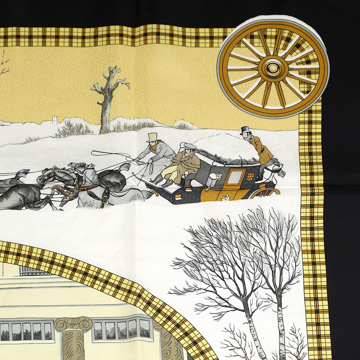 Hermes Scarf "L'Hiver en Poste" by Philippe Ledoux 90cm Silk | Carre Foulard
