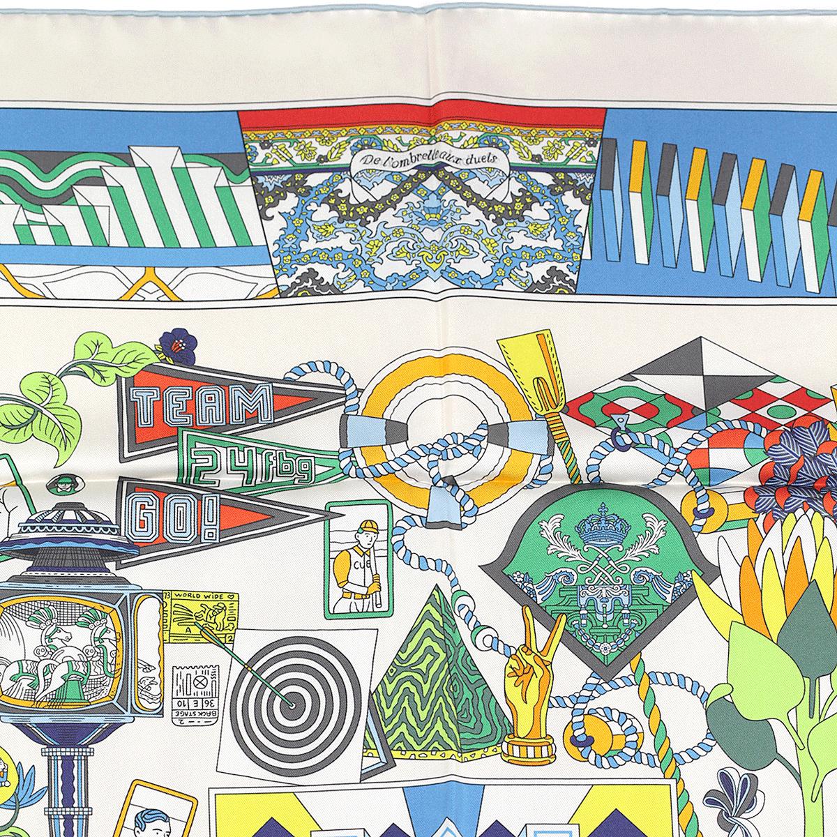 Hermes Scarf "De l'Ombrelle aux Duel" by Pierre Marie 90cm Silk Double Face Carre