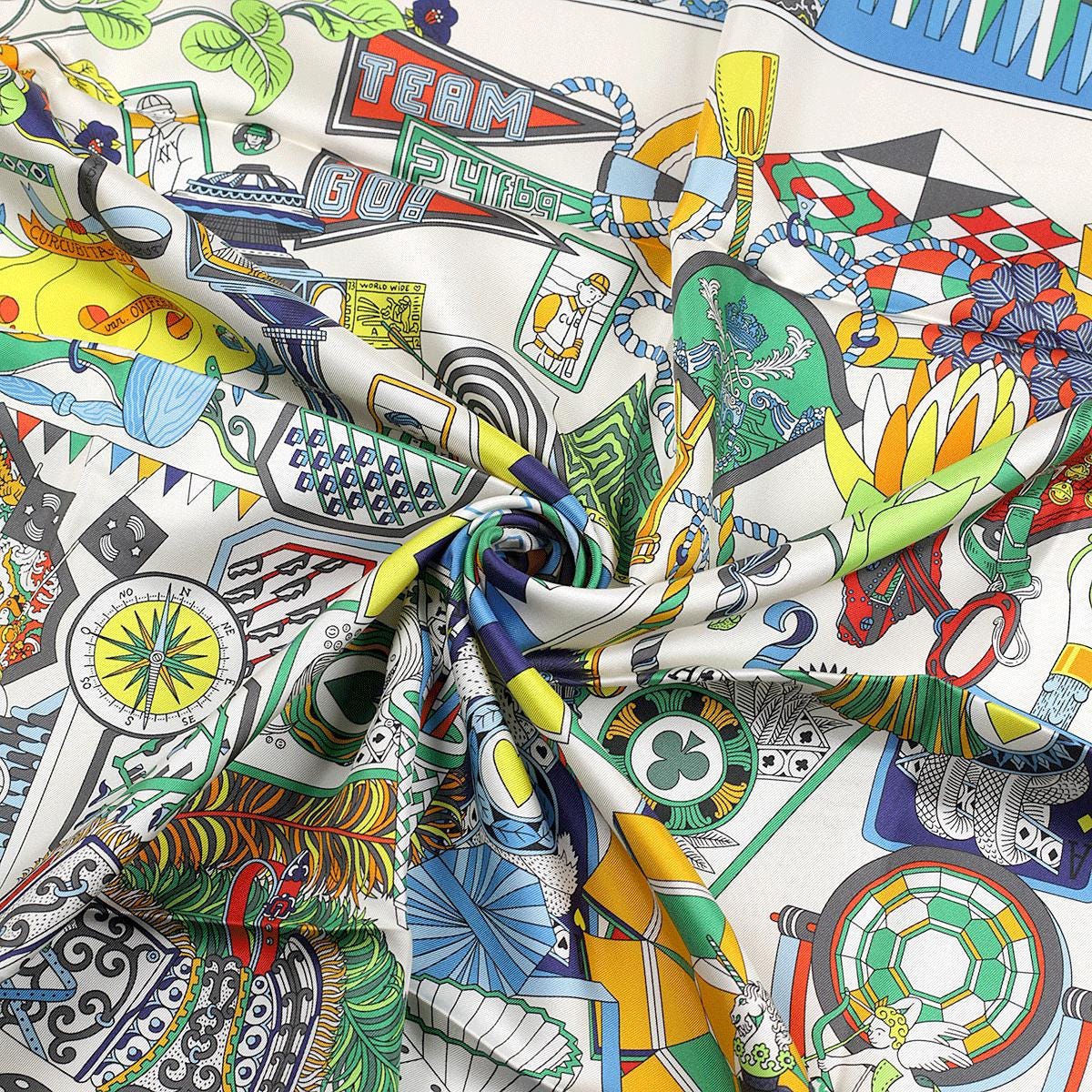 Hermes Scarf "De l'Ombrelle aux Duel" by Pierre Marie 90cm Silk Double Face Carre
