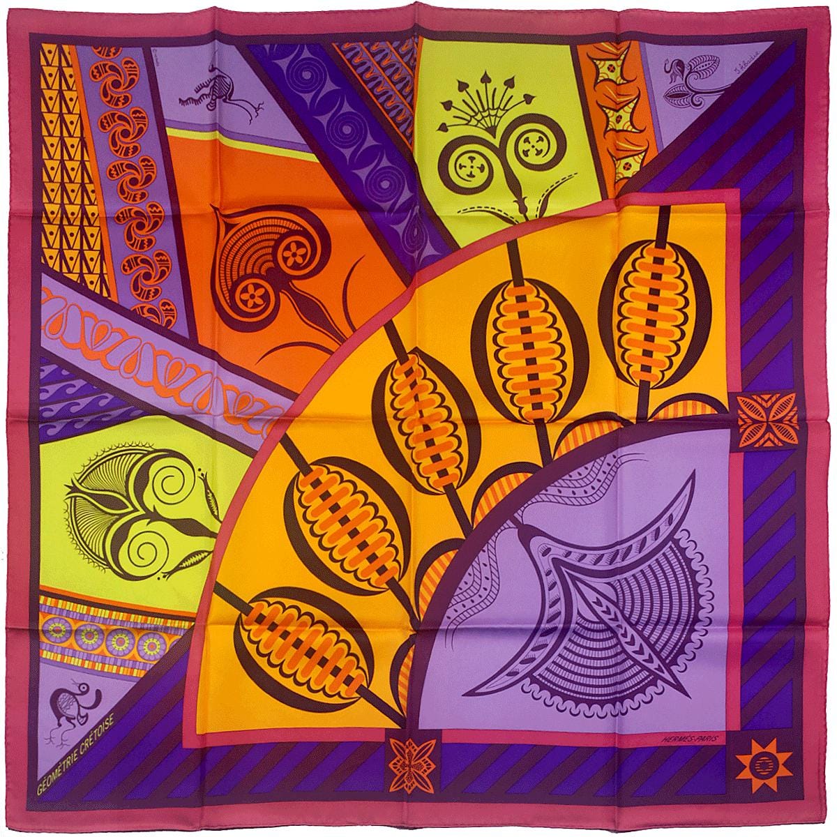Hermes Scarf "Geometrie Cretoise" by Julia Abadie 90cm Silk | Carre Foulard