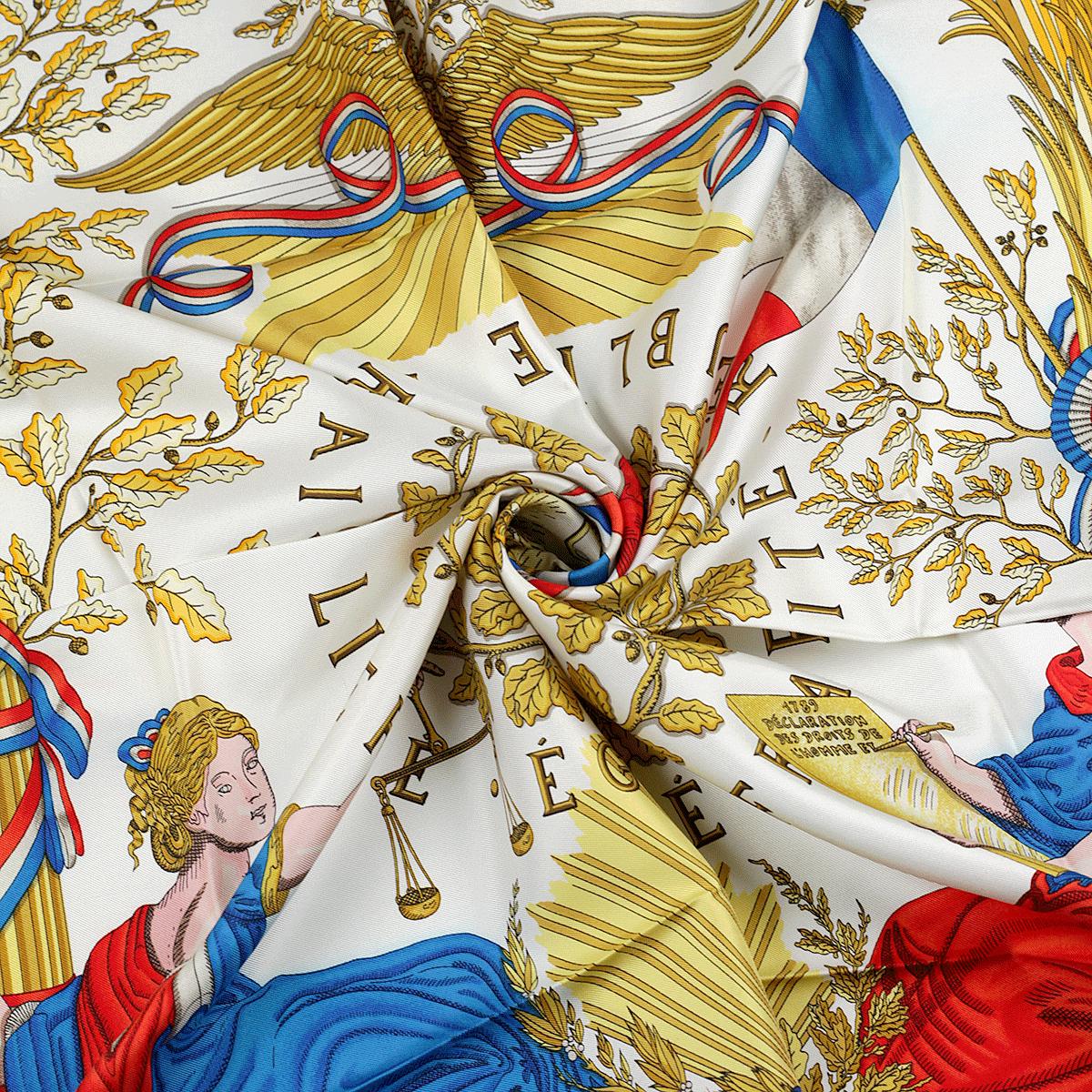 Hermes Scarf "1789 Liberte Egalite Fraternite" by Joachim Metz Vintage 90cm Silk | Carre Foulard