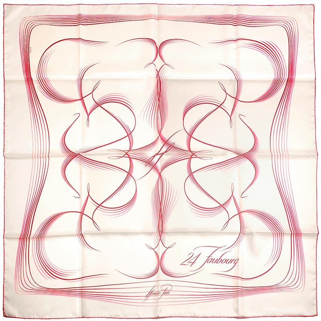 Hermes Scarf "24 Faubourg" by Benoit Pierre Emery 90cm Silk | Carre Foulard