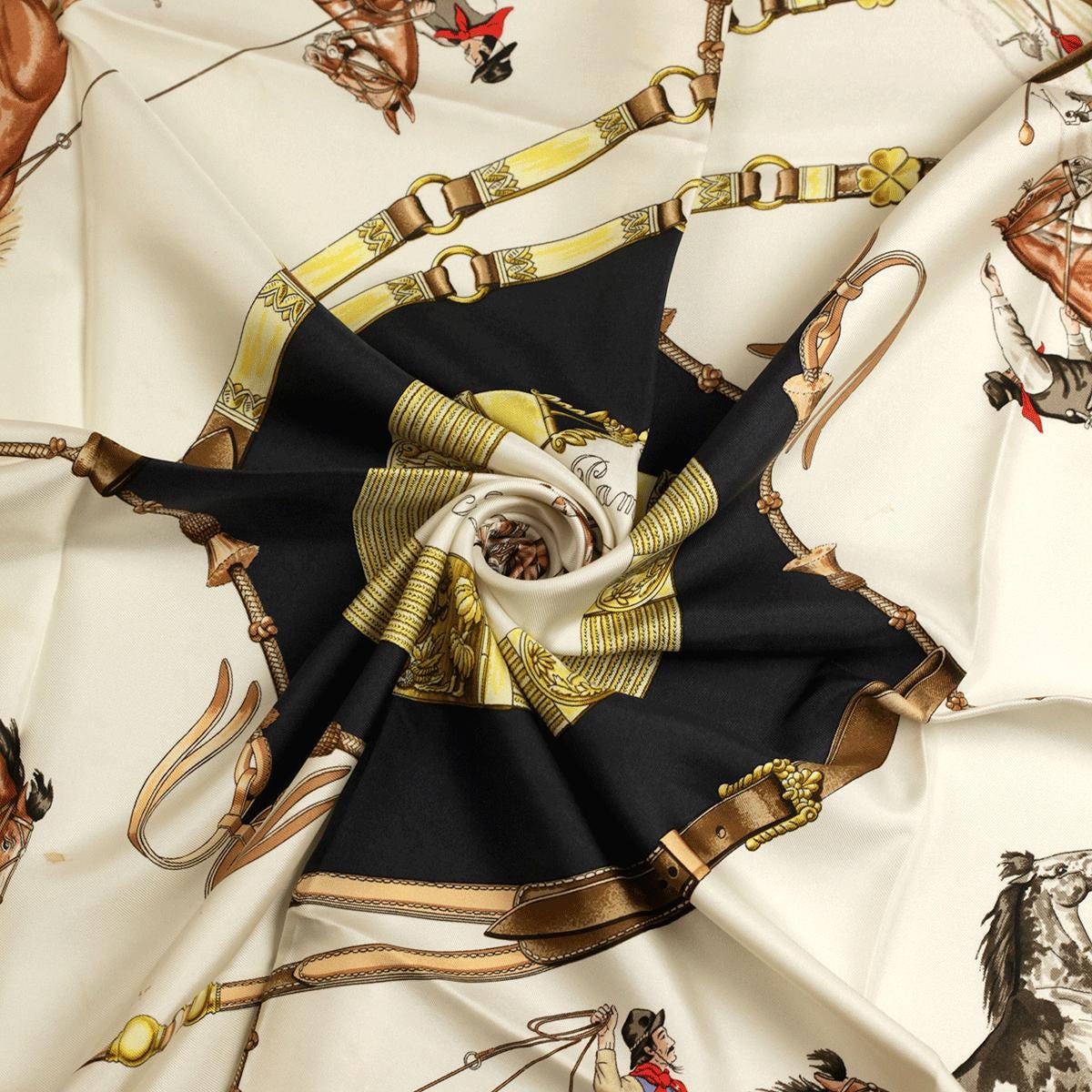Hermes Scarf "Pampa" by Jean De Fougerolle Vintage 90cm Silk | Carre Foulard