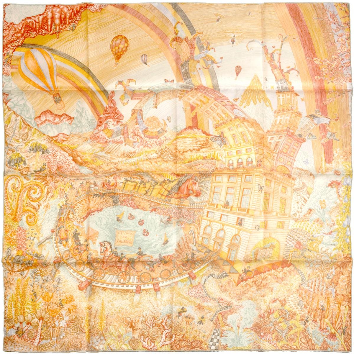 Hermes Scarf "Les Folies du Faubourg" by Elias Kafouros 90cm Silk | Carre Foulard