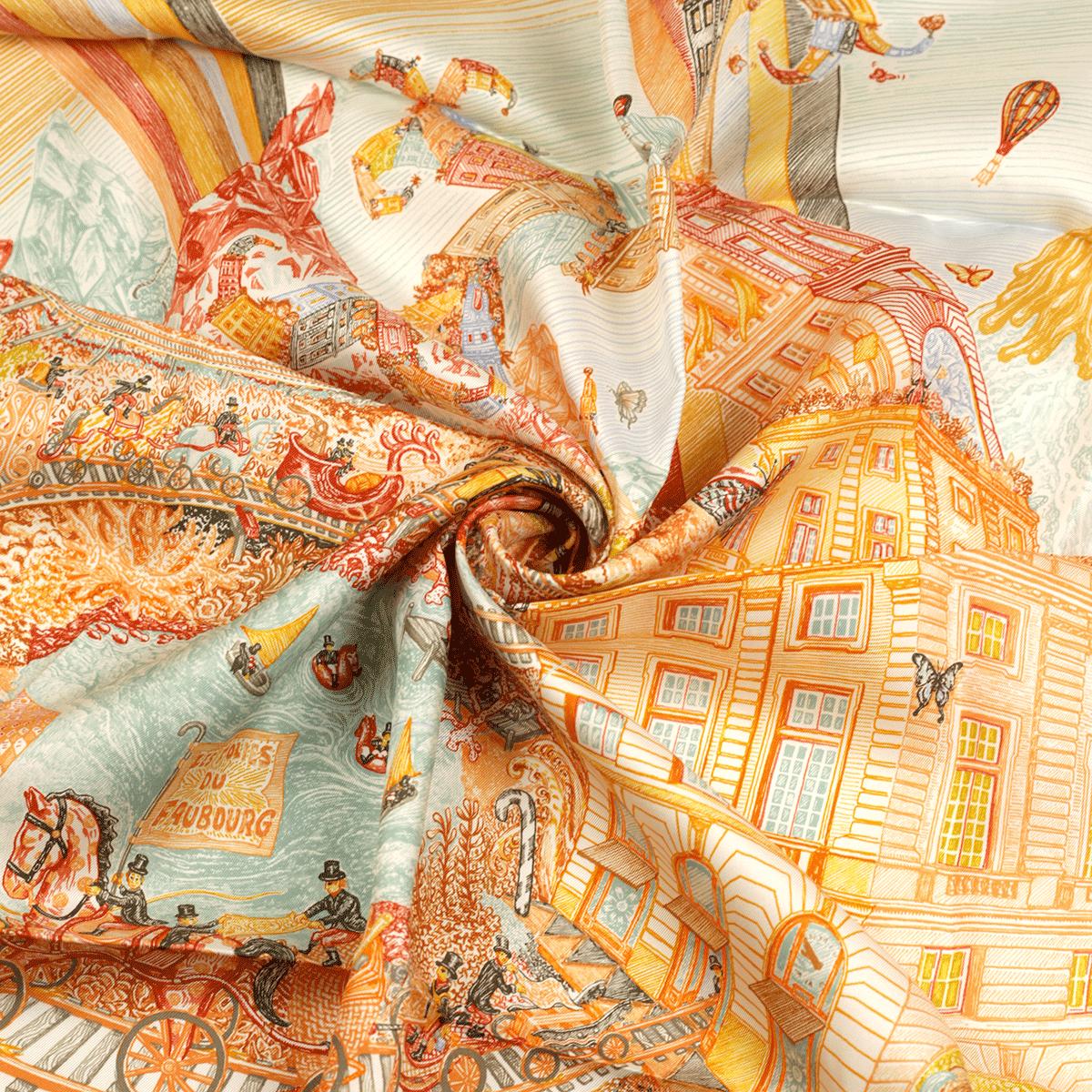 Hermes Scarf "Les Folies du Faubourg" by Elias Kafouros 90cm Silk | Carre Foulard