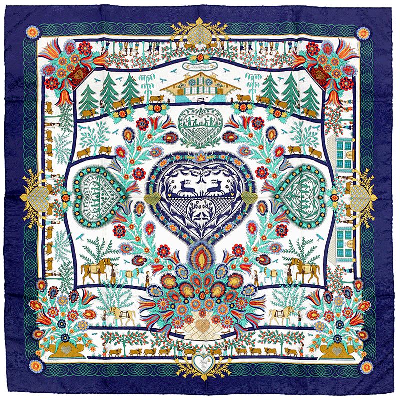 Hermes Scarf "Decoupages" by Anne Rosat 90cm Silk | Carre Foulard
