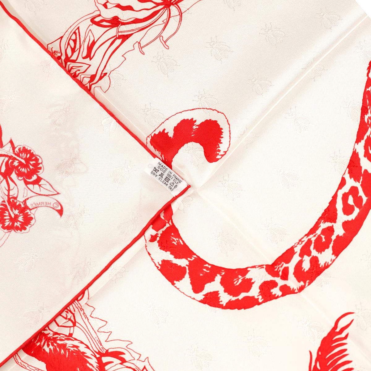 Hermes Scarf Jacquard "Jungle Love Tattoo" by Robert Dallet 90cm Silk