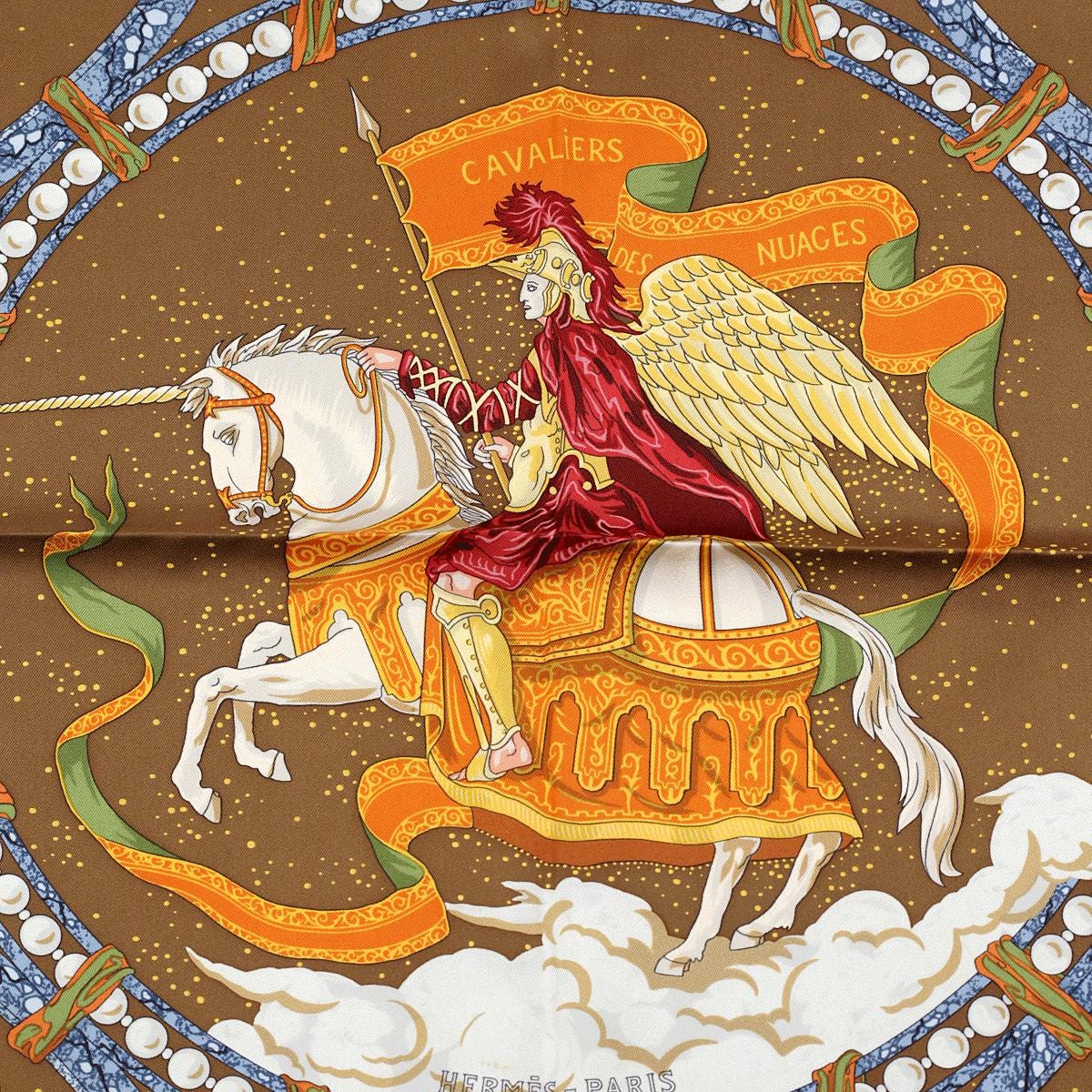 Hermes Scarf "Cavaliers des Nuages" by Jean-Christophe Donnadieu Vintage 90cm Silk | Carre Foulard