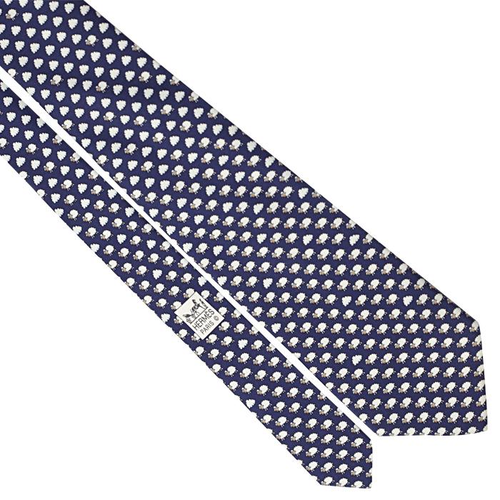 Hermes Men's Silk Tie Whimsical Sheep Pattern 5541