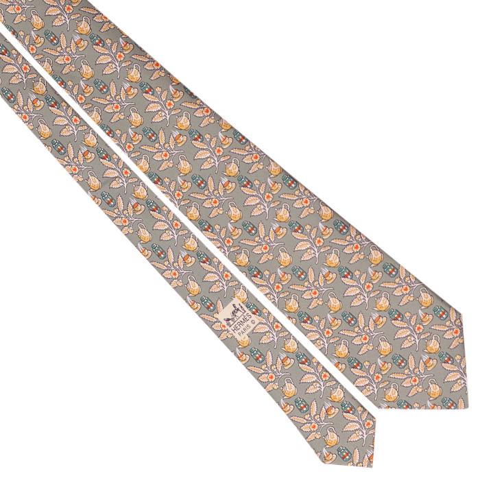 Hermes Men's Silk Tie "Story of Tea" Pattern 7536