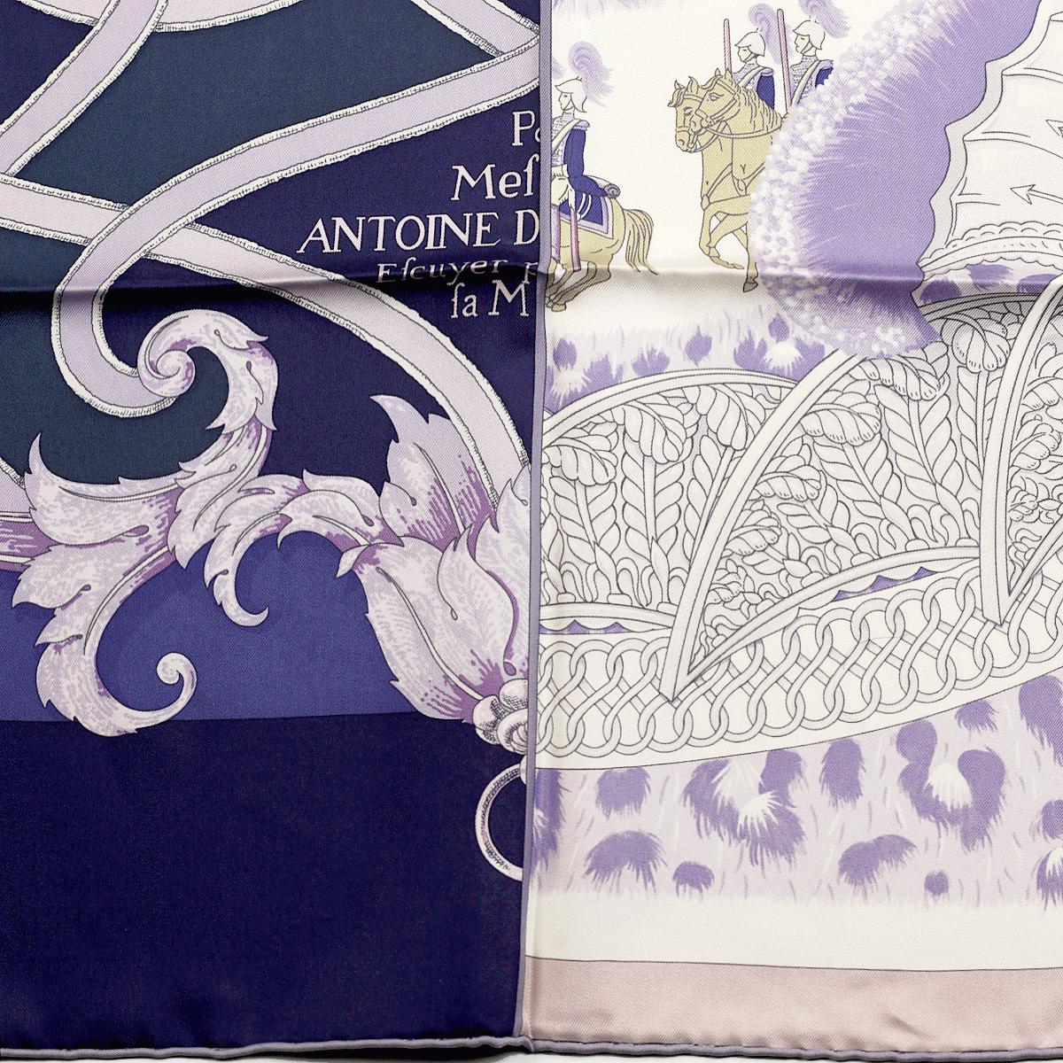 Hermes Scarf "Plumets du Roy" by Henri d'Origny and Julia Abadie 90cm Silk