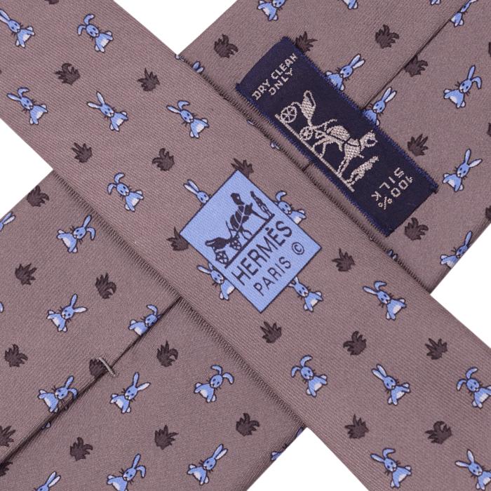Hermes Men's Silk Tie Whimsical Rabbits Pattern 5243 | Necktie Cravate