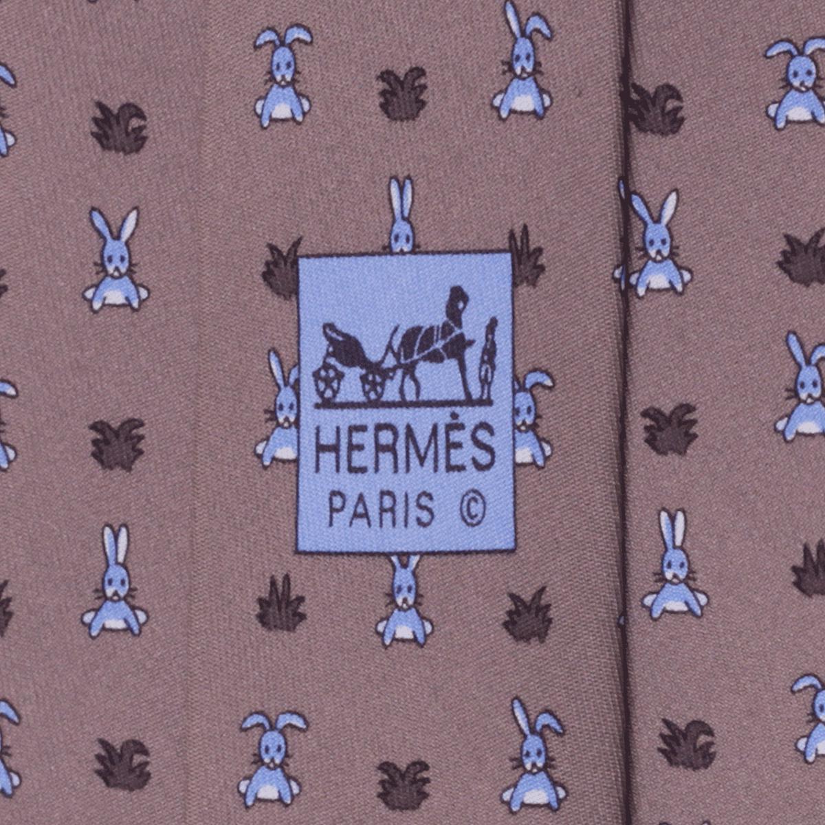 Hermes Men's Silk Tie Whimsical Rabbits Pattern 5243 | Necktie Cravate