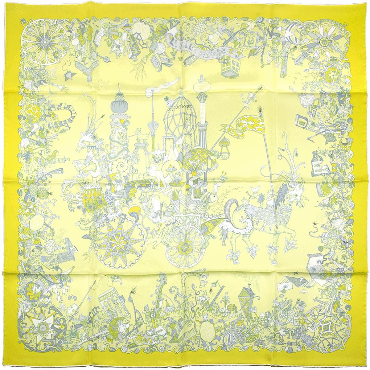 Hermes Scarf "La Folle Parade" by Claire Fanjul 90cm Silk