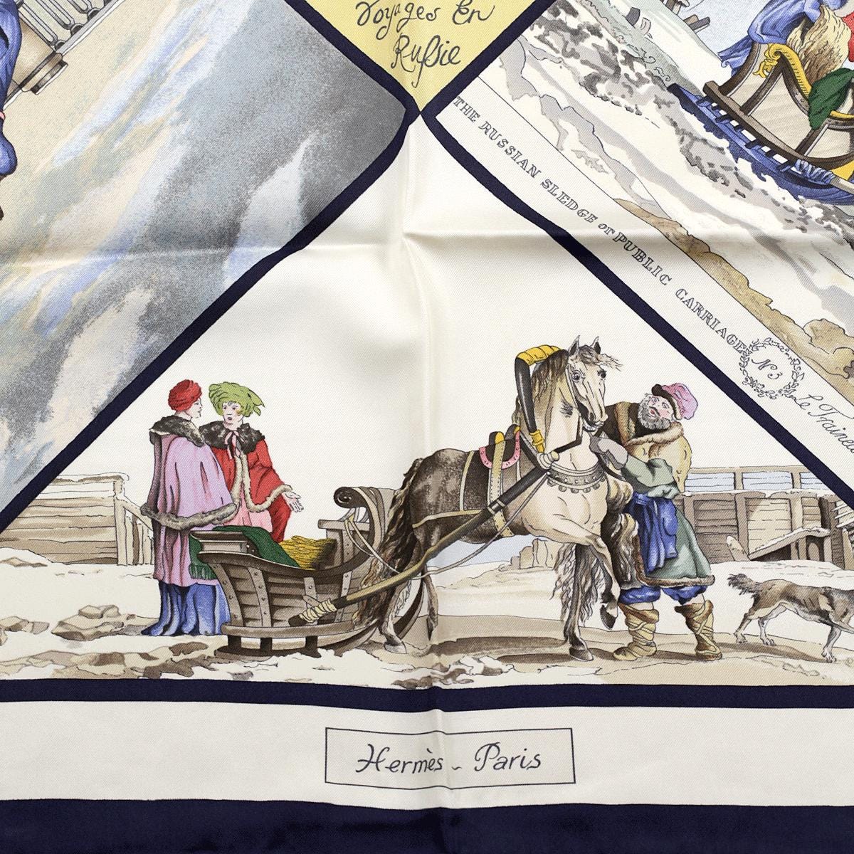 Hermes Scarf "Voyages en Russie" by Loic Dubigeon 90cm Silk | Carre Foulard