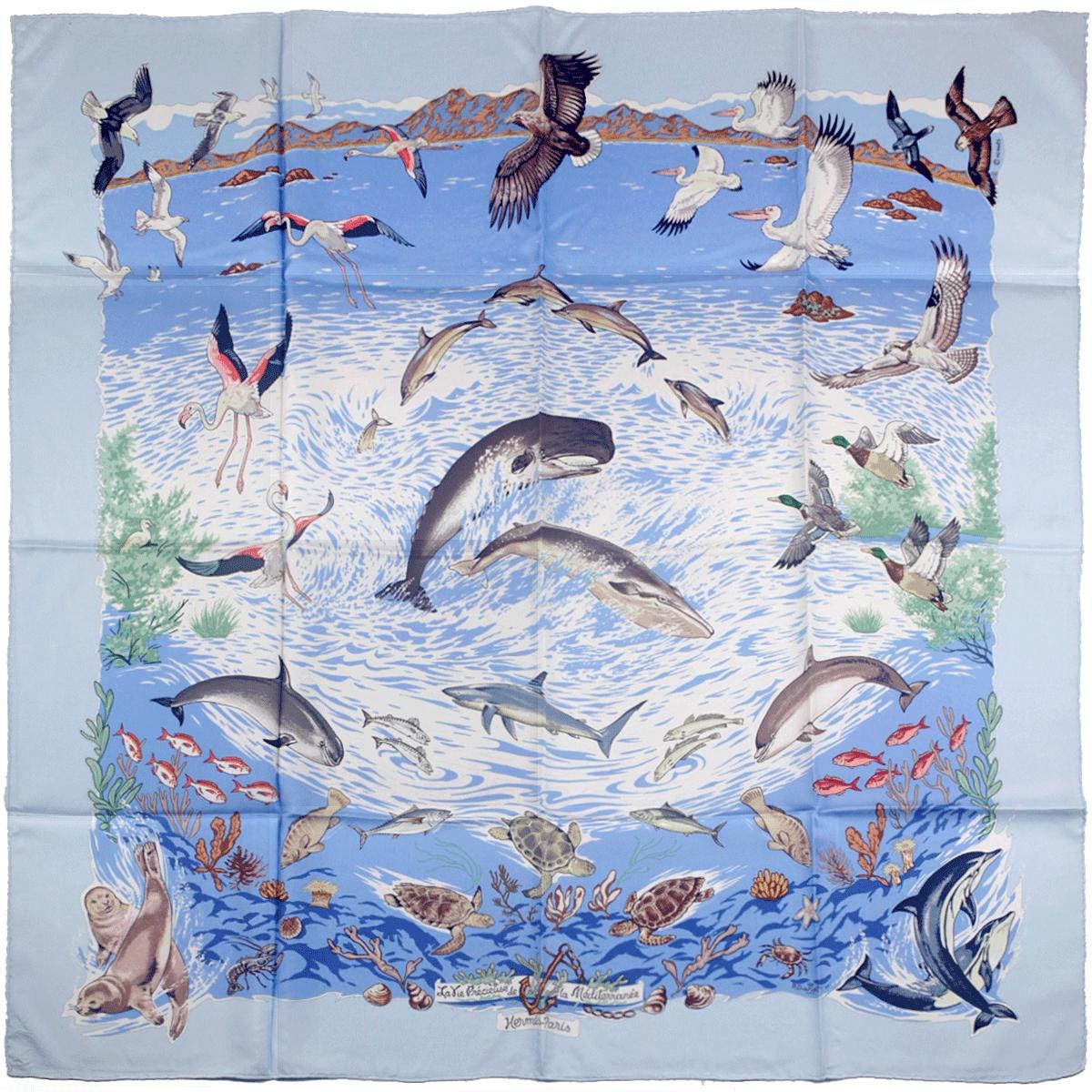 Hermes Scarf "La Vie Precieuse de Mediterrannee" by Robert Dallet 90cm Silk | Carre Foulard