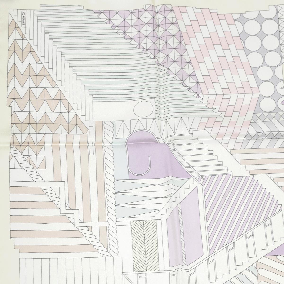 Hermes Scarf "Promenade au Faubourg" by Nigel Peake 90cm Silk