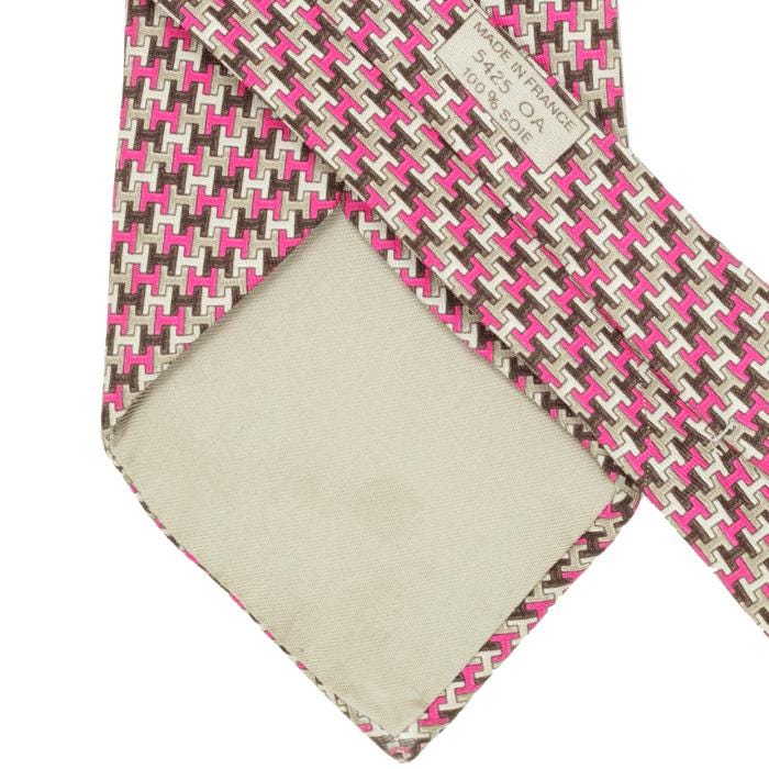 Hermes Men's Silk Tie H Geometric Pattern 5425 | Necktie Cravate