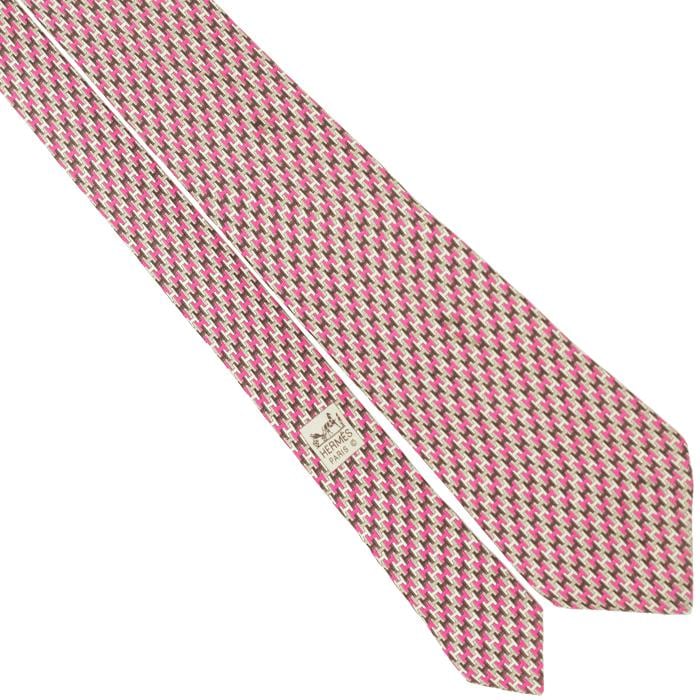 Hermes Men's Silk Tie H Geometric Pattern 5425 | Necktie Cravate