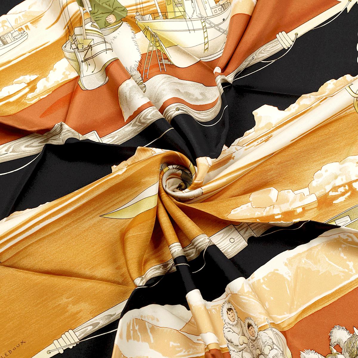 Hermes Scarf "Gronland" by Philippe Ledoux Vintage 90cm Silk