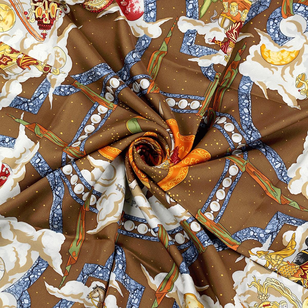 Hermes Scarf "Cavaliers des Nuages" by Jean-Christophe Donnadieu Vintage 90cm Silk | Carre Foulard