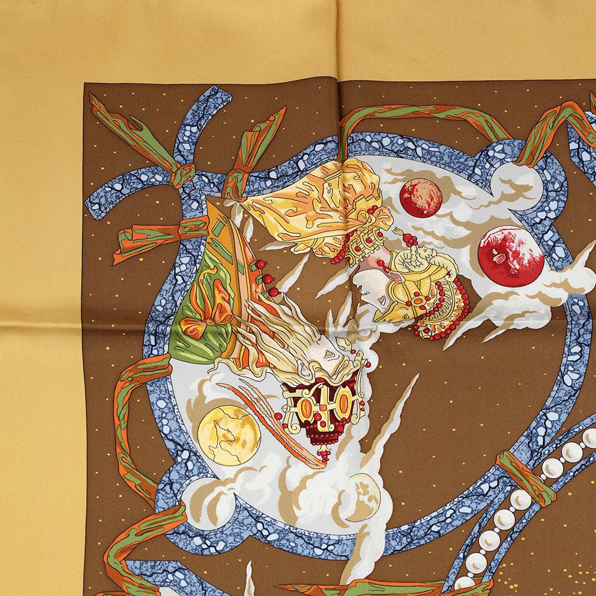 Hermes Scarf "Cavaliers des Nuages" by Jean-Christophe Donnadieu Vintage 90cm Silk | Carre Foulard