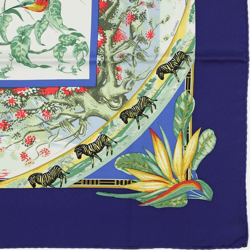 Hermes Scarf "Tropiques" by Laurence Bourthoumieux Vintage 90cm Silk | Carre Foulard