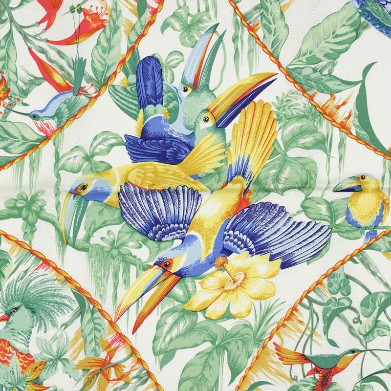 Hermes Scarf "Tropiques" by Laurence Bourthoumieux Vintage 90cm Silk | Carre Foulard