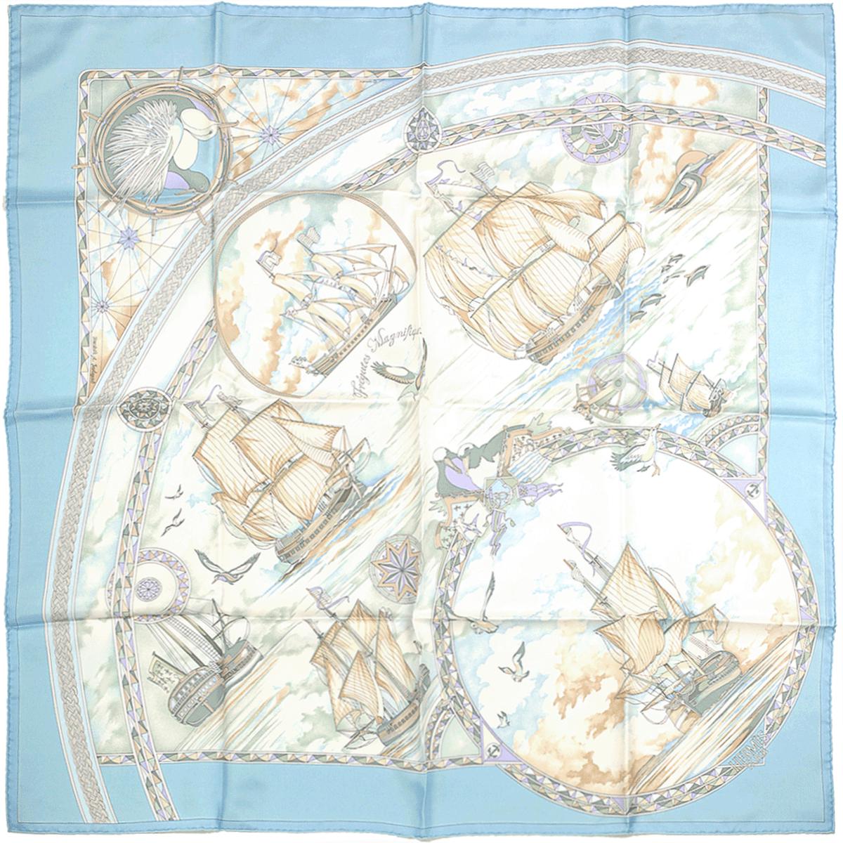 Hermes Scarf "Fregates Magnifiques" by Dominik Jarlegant 90cm Silk