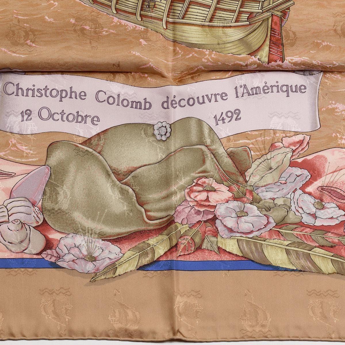 Hermes Scarf Jacquard "Christophe Colomb Decouvre L'Amerique" by Carl De Parcevaux 90cm Silk | Carre Foulard