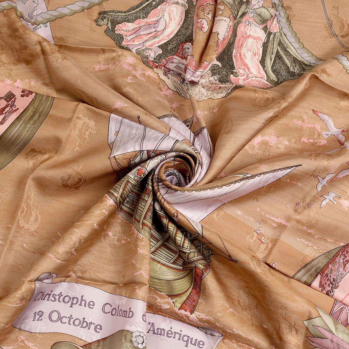 Hermes Scarf Jacquard "Christophe Colomb Decouvre L'Amerique" by Carl De Parcevaux 90cm Silk | Carre Foulard