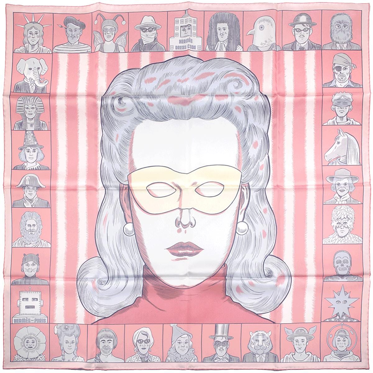 Hermes Scarf "Dress Code" by Daniel Clowes 90cm Silk Double Face Carre